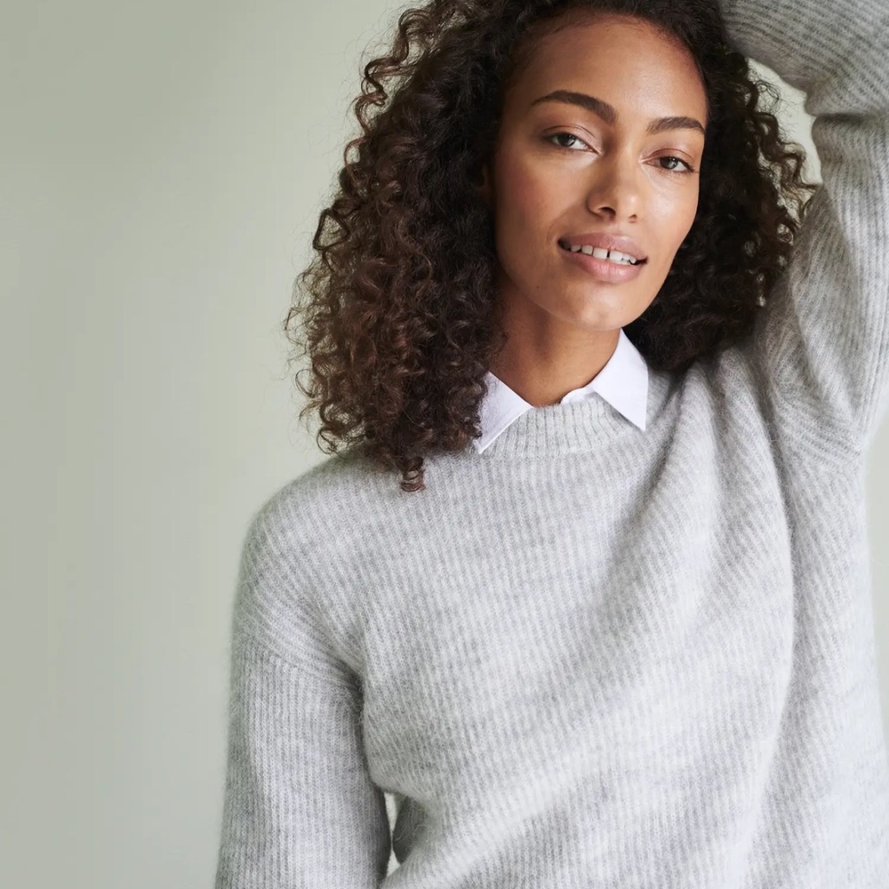 Quince Baby Alpaca Wool Crewneck Light Gray Sweater Size Large